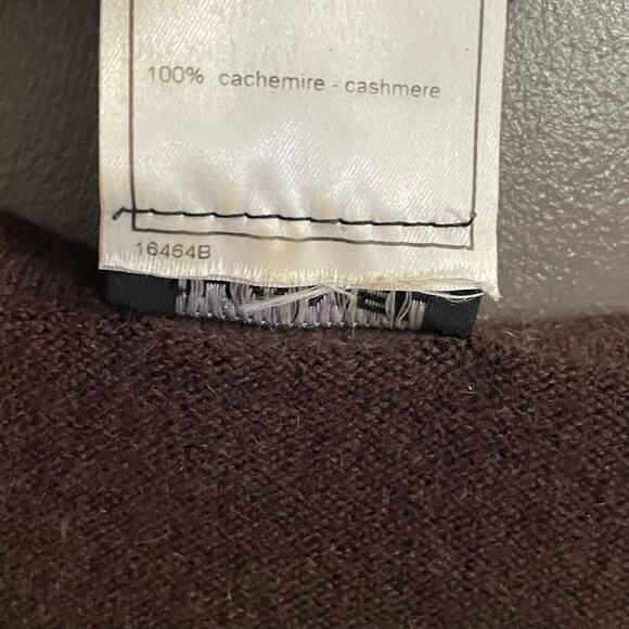 Vintage Chanel Pure Cashmere Dark Brown Rhinestone Logo Tank 48 / US 16 AS IS - Picture 5 of 13